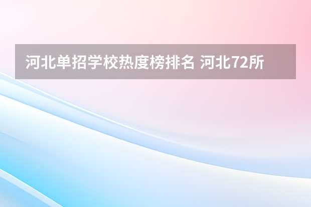 河北单招学校热度榜排名 河北72所单招学校排名