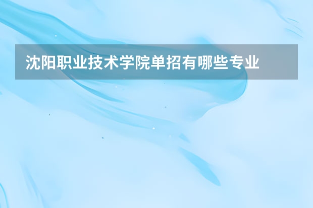 沈阳职业技术学院单招有哪些专业