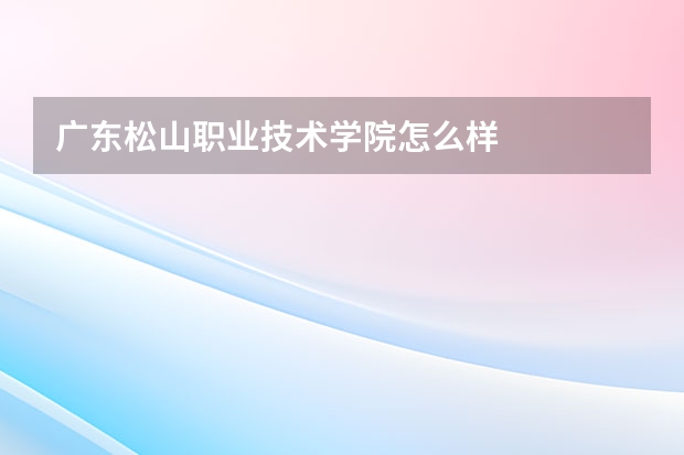 广东松山职业技术学院怎么样