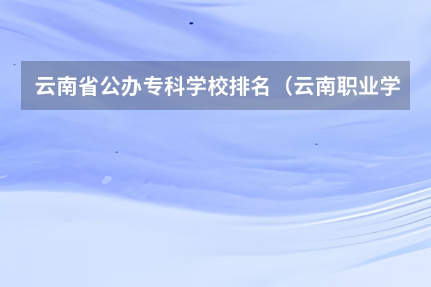 云南省公办专科学校排名（云南职业学校排名）