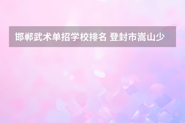 邯郸武术单招学校排名 登封市嵩山少林文武学校排名第几