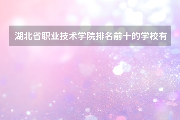 湖北省职业技术学院排名前十的学校有哪些